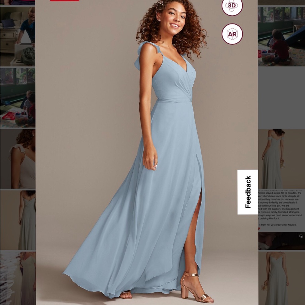 David’s bridal dress,size 2, Ruffle Spaghetti Strap Chiffon Bridesmaid Dress